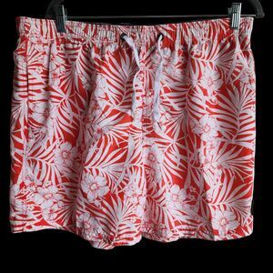Exist Swim Mens 3XL Swim Trunk Shorts Red White Floral Hawaiian Print Beach Pool